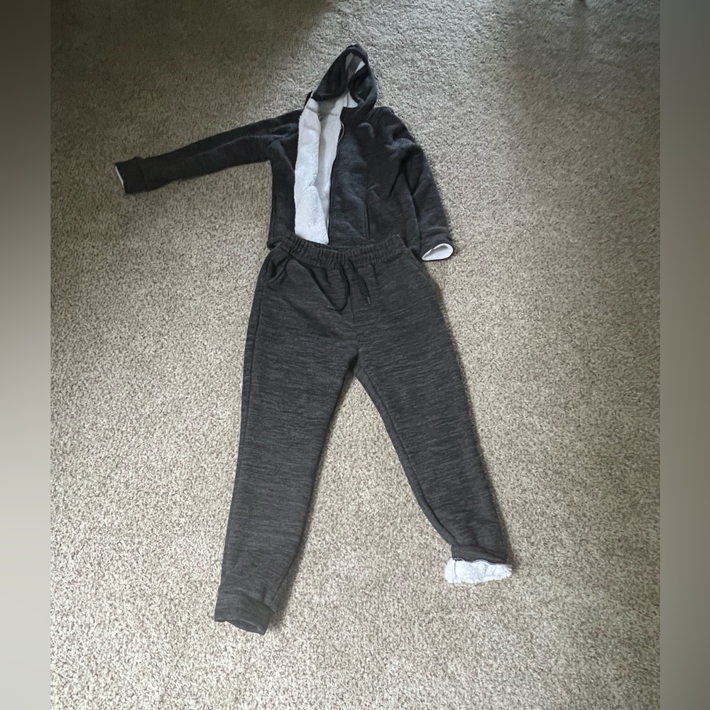 ⭐️ Firm Price ⭐️ Pre-owned Dark Gray Sherpa lined hoodie and jogger set